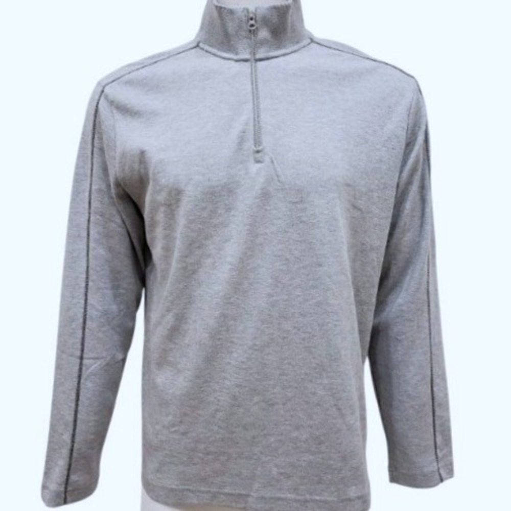 Robert Graham Pullover Mens XL Grey Excellent Quarter Zip Floral Trim Casual Lux